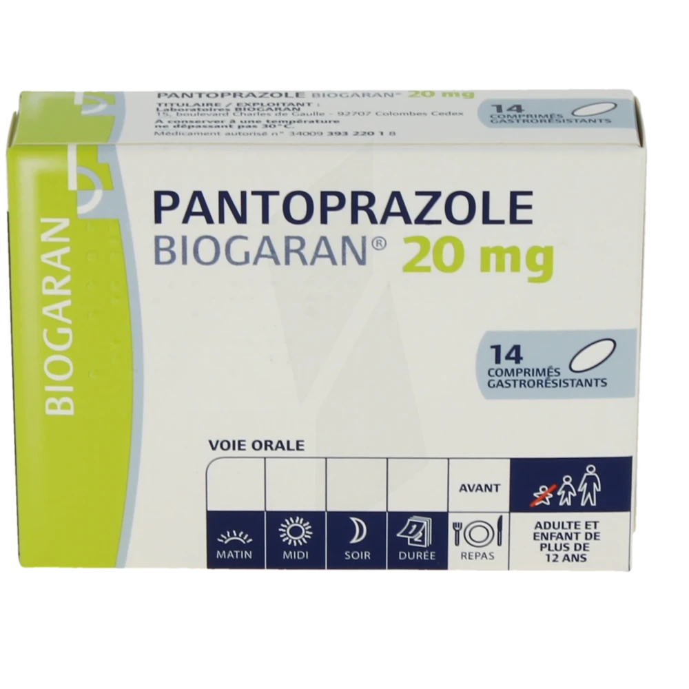 Pantoprazole 20mg en comprimé